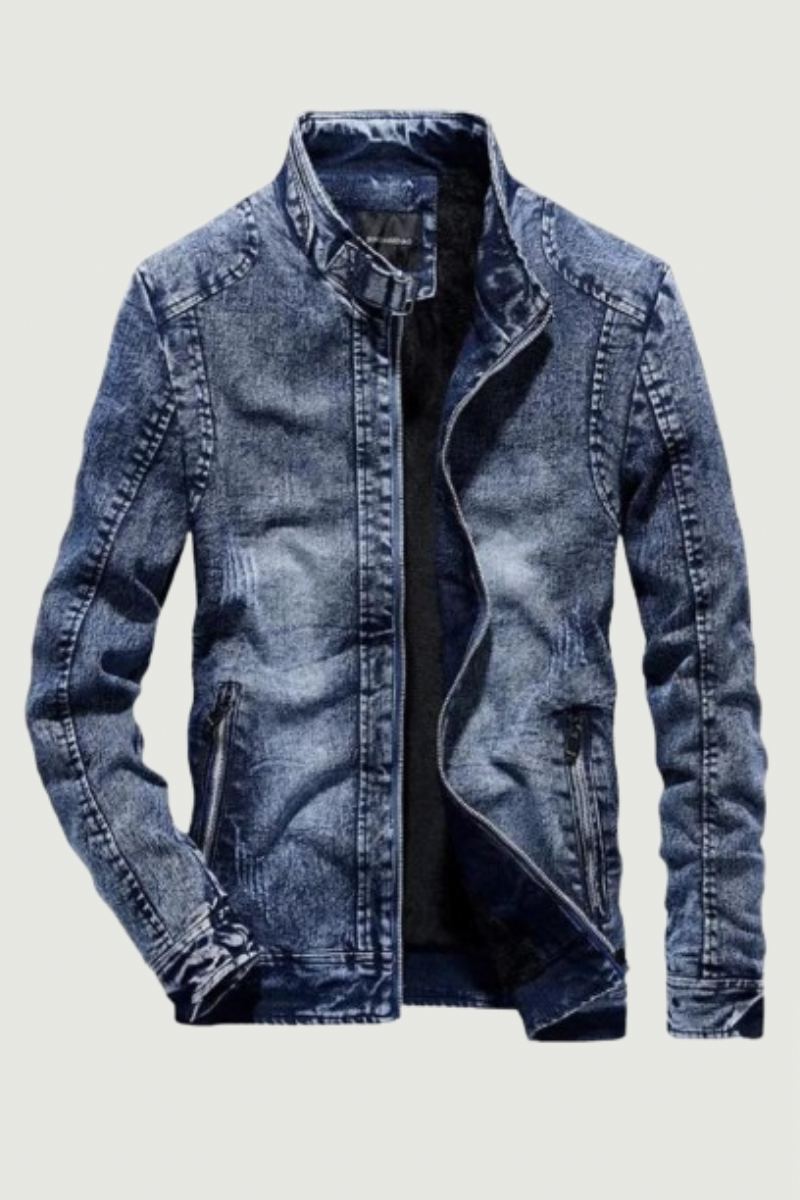 Veste En Jean Vintage Pour Hommes Coupe Cintrée Manteau En Velours Solide En Rétro