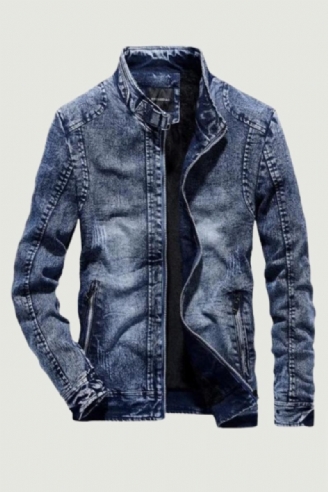 Veste En Jean Vintage Pour Hommes Coupe Cintrée Manteau En Velours Solide En Rétro