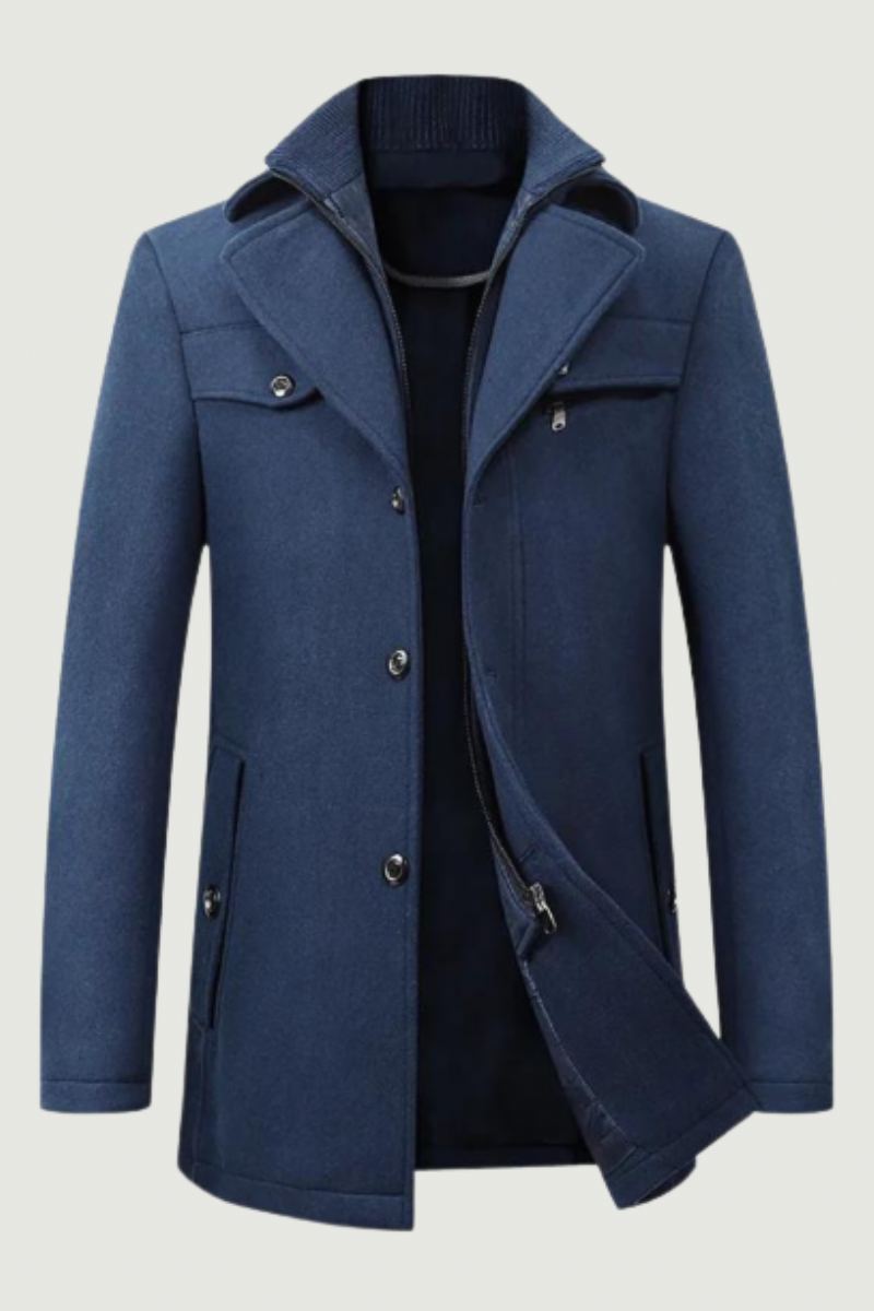 Veste En Laine Pour Hommes Hiver Automne Long Coupe-vent Manteau En Décontracté Épais Cintrée Mâle