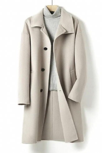 Veste De Manteau En Laine À Manches Longues Pour Femme Coupe Ample Noir Beige Printemps