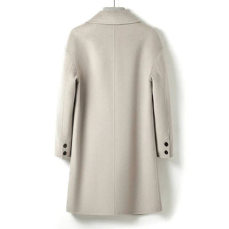 Veste De Manteau En Laine À Manches Longues Pour Femme Coupe Ample Noir Beige Printemps - Blanc