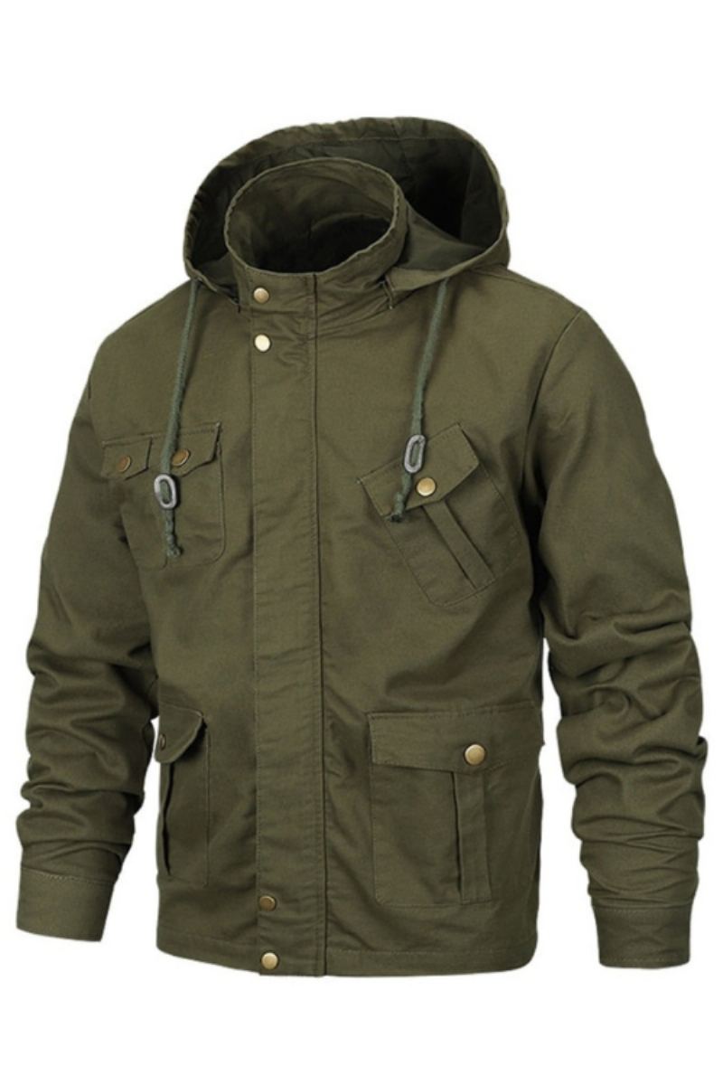 Veste Militaire Hommes À Capuche Coton Pilote Manteau Armée Bomber Vestes Cargo Vol Mâle