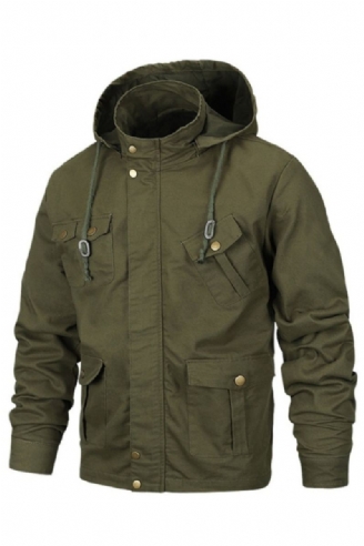 Veste Militaire Hommes À Capuche Coton Pilote Manteau Armée Bomber Vestes Cargo Vol Mâle