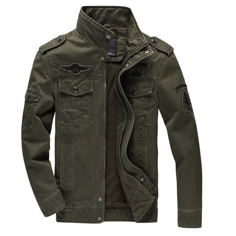 Veste Militaire De L'armée Pour Hommes Manteau Lavé En Coton Multi-poches Vestes De Vol Tactiques De Bombardier Pilote Printemps-automne - Noir