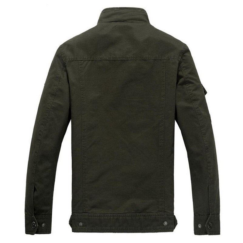 Veste Militaire De L'armée Pour Hommes Manteau Lavé En Coton Multi-poches Vestes De Vol Tactiques De Bombardier Pilote Printemps-automne - Noir