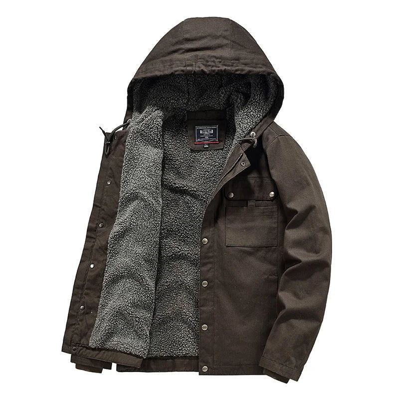 Veste De Moto Manteau Parkas Homme Vestes Froides Militaires À Capuche Vêtements De Luxe Jakets Hiver - Noir