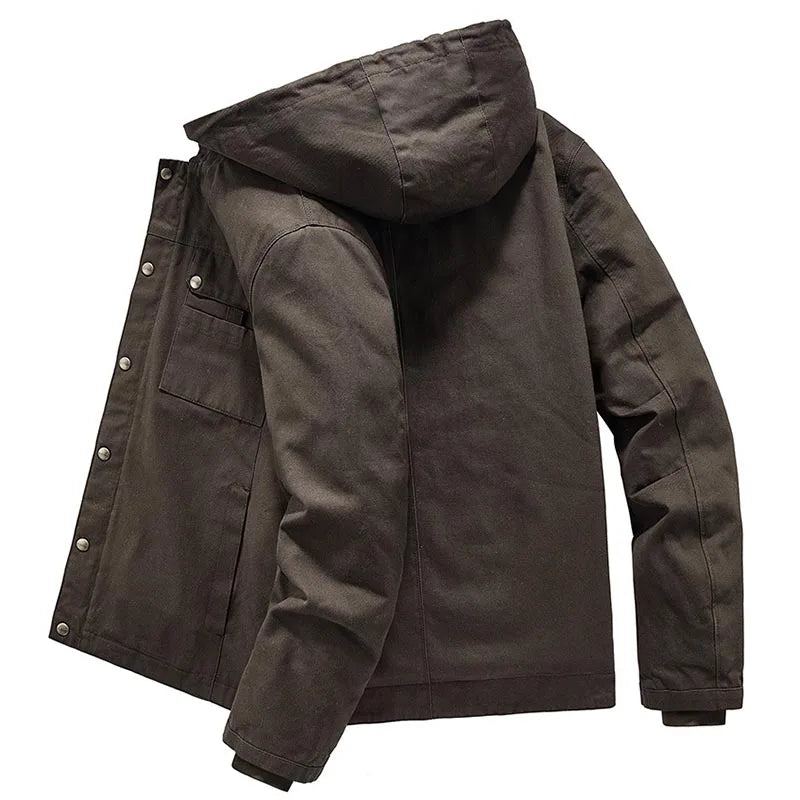 Veste De Moto Manteau Parkas Homme Vestes Froides Militaires À Capuche Vêtements De Luxe Jakets Hiver - Noir