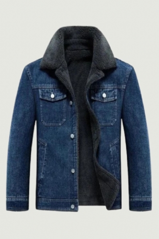 Veste Polaire En Denim Pour Hommes Coupe-vent Épais Et Chaud Manteaux De Cowboy Multi-poches Extérieur Décontracté Pardessus Ample Hiver