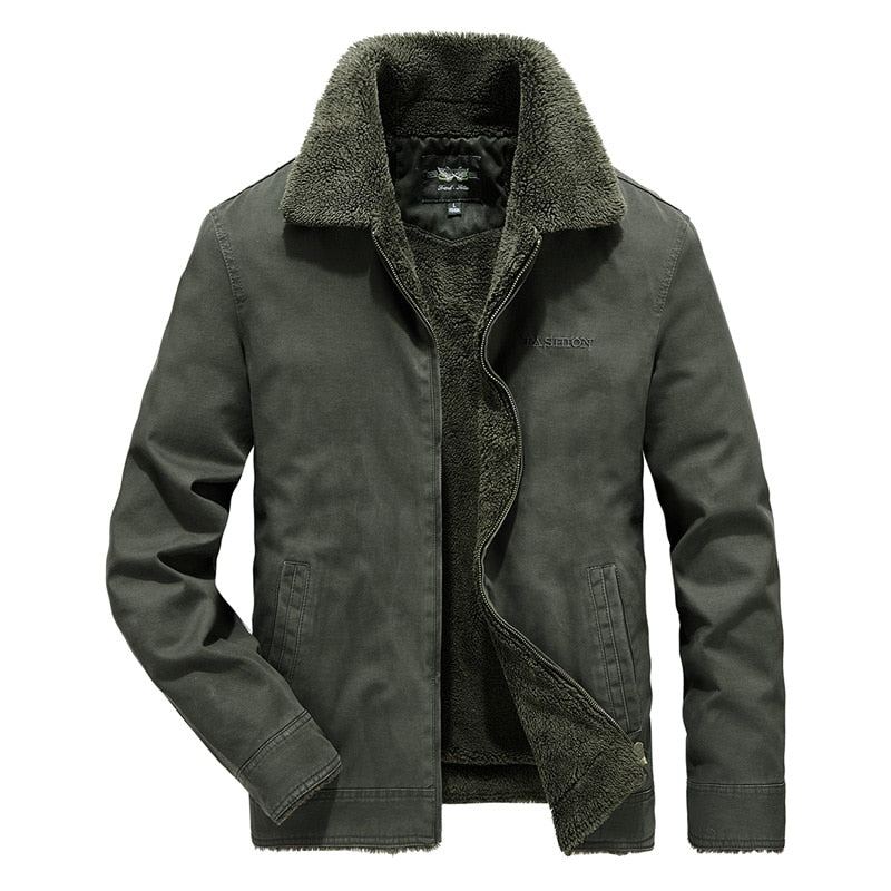 Veste Polaire D'hiver Hommes Coton Armée Militaire Bomber Vestes Coupe-vent Épais - Vert Armée