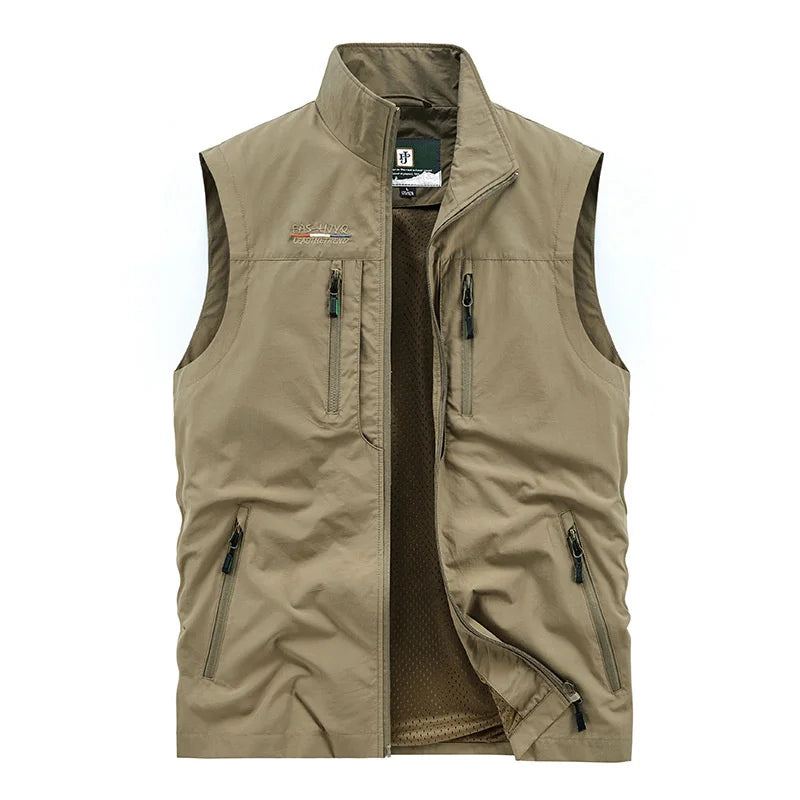 Veste Sans Manches Taille Manteau Hommes Été Gilet Homme Tactique Militaire Parka Travail Vêtements Pour - Noir