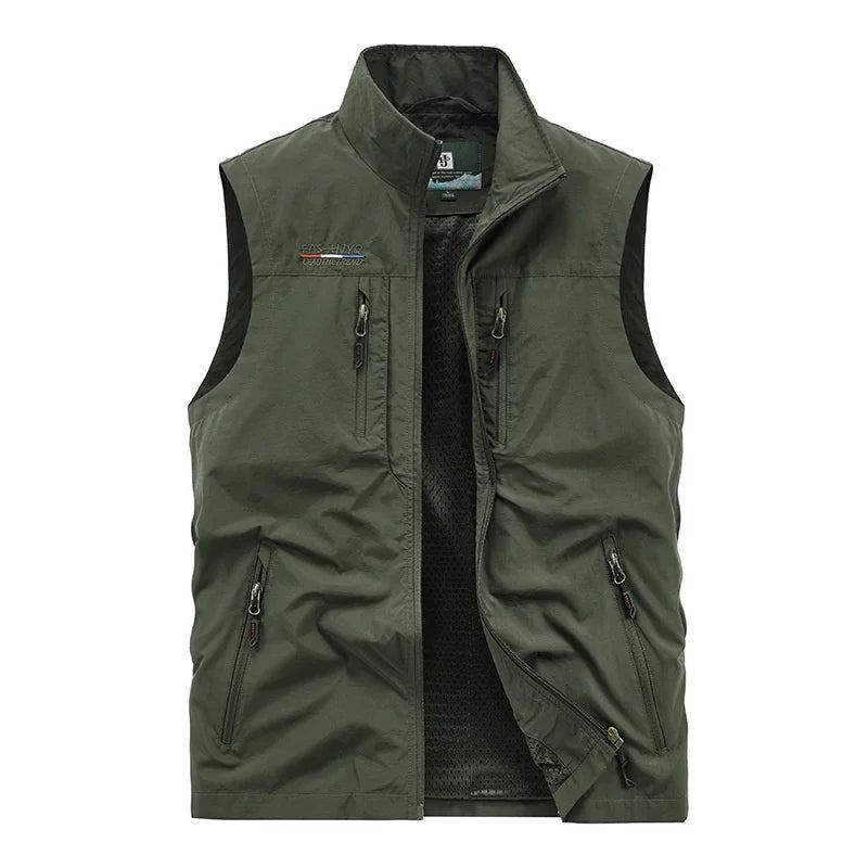 Veste Sans Manches Taille Manteau Hommes Été Gilet Homme Tactique Militaire Parka Travail Vêtements Pour - Noir