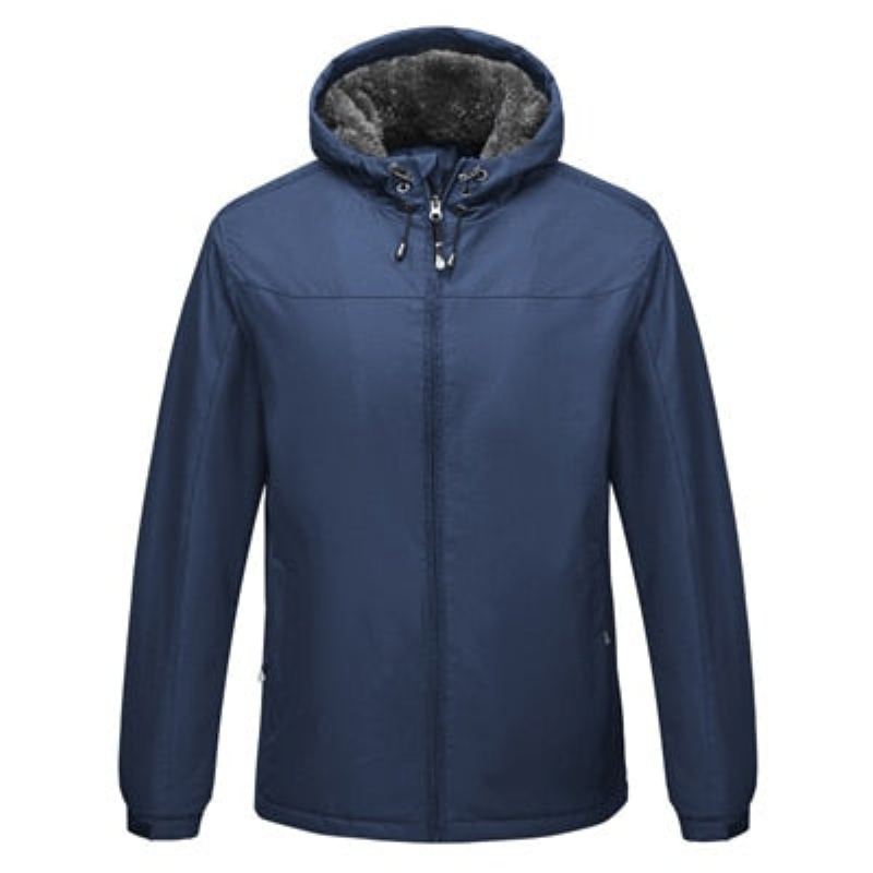 Veste De Sport D'hiver Pour Hommes Coupe-vent D'extérieur Décontracté Manteaux Thermiques À Capuche Vestes Chaudes En Polaire Vêtements - Bleu Ciel