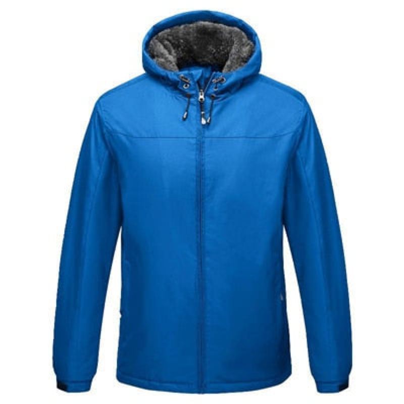 Veste De Sport D'hiver Pour Hommes Coupe-vent D'extérieur Décontracté Manteaux Thermiques À Capuche Vestes Chaudes En Polaire Vêtements - Bleu Ciel