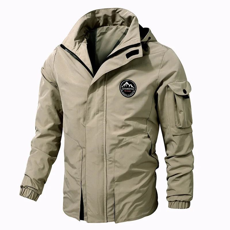 Veste Tactique Pour Hommes Solide Imperméable À Capuche Amovible Coupe-vent Militaire D'extérieur Printemps-automne - Vert Armée