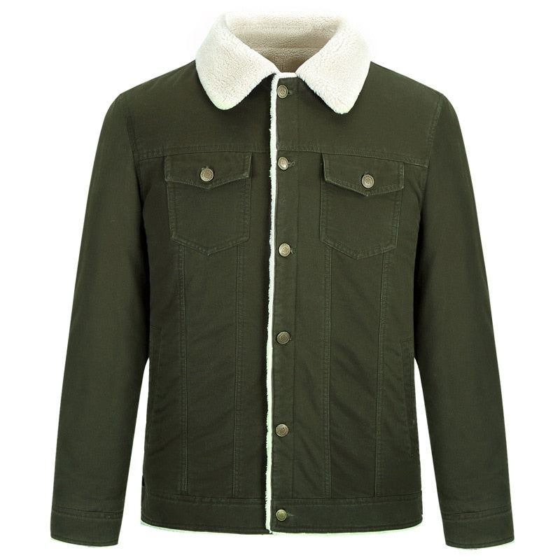 Veste Tactique Militaire Rétro Pour Hommes Manteau À Revers Thermique Épais En Polaire D'agneau Coupe-vent D'extérieur Parka Hiver - Vert Armée