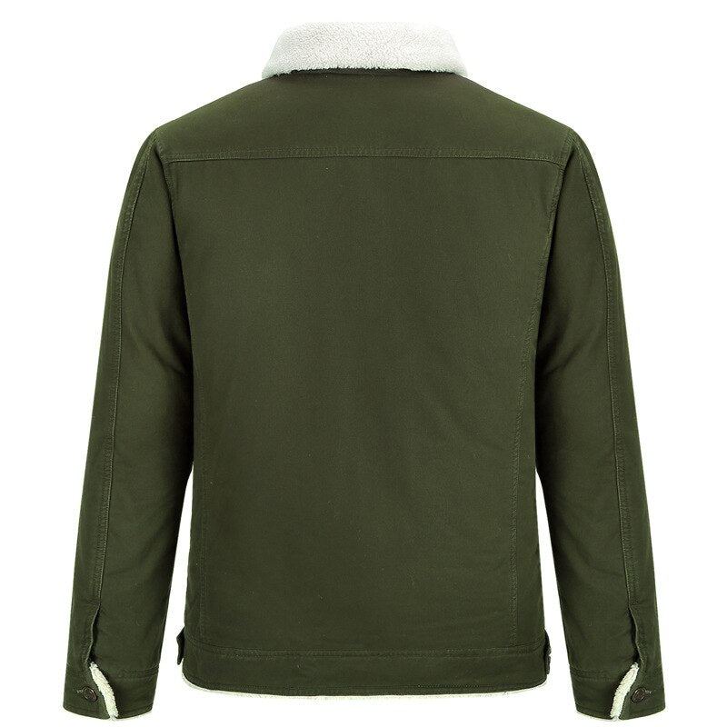 Veste Tactique Militaire Rétro Pour Hommes Manteau À Revers Thermique Épais En Polaire D'agneau Coupe-vent D'extérieur Parka Hiver - Vert Armée