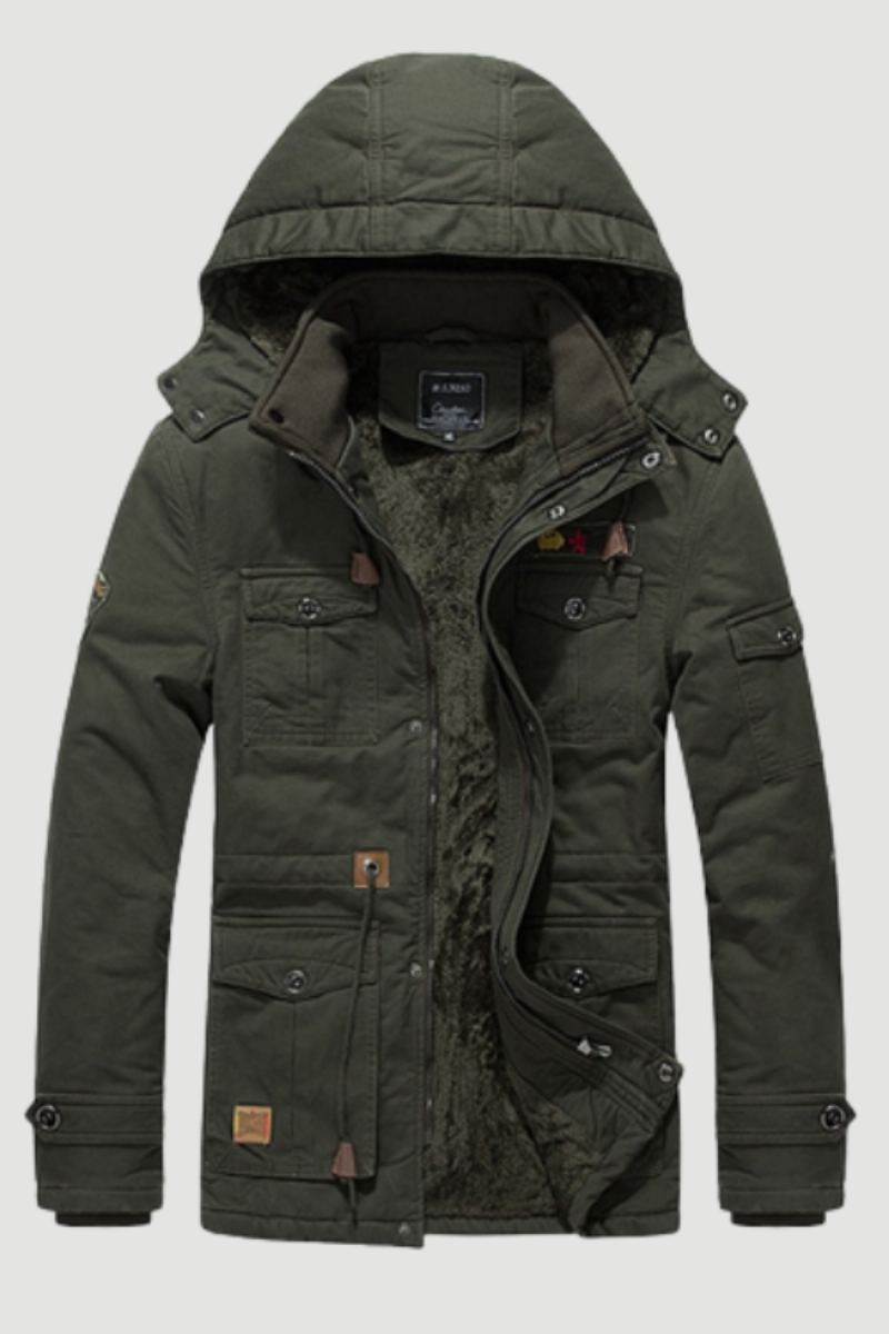 Veste Thermique Militaire D'hiver Pour Hommes Manteaux Parkas De Pilote De L'armée Épais Et Chauds Vêtements D'extérieur Multi-poches De Bombardier Polaire À Capuche