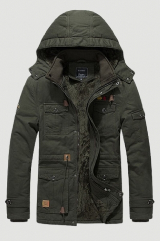 Veste Thermique Militaire D'hiver Pour Hommes Manteaux Parkas De Pilote De L'armée Épais Et Chauds Vêtements D'extérieur Multi-poches De Bombardier Polaire À Capuche