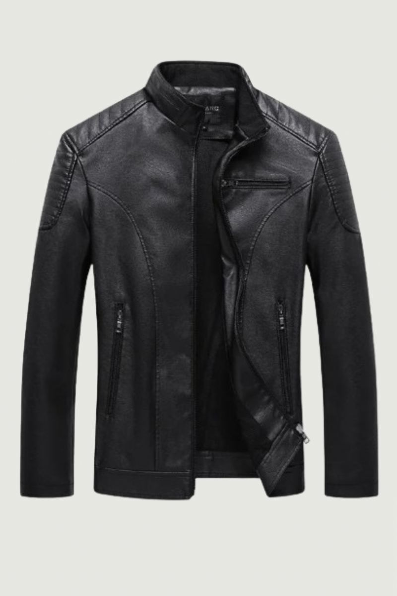 Vestes En Cuir Pour Hommes Col Montant Veste En Polaire Moto Vêtements D'extérieur Manteau Décontracté Fausse Fourrure En