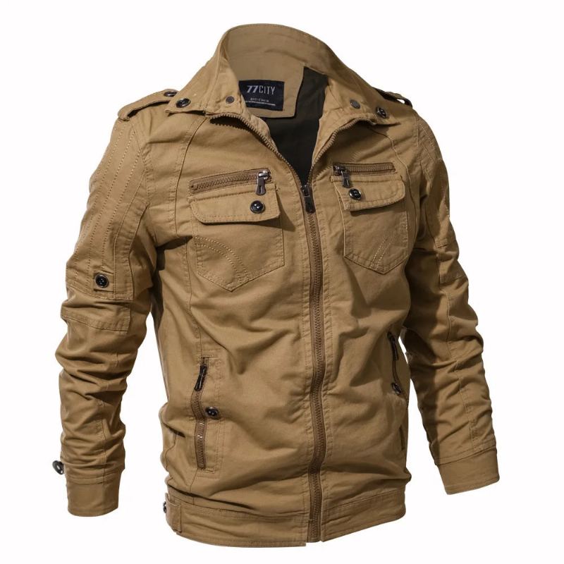 Vestes Décontractées Surdimensionnées Pour Hommes Manteau Masculin Printemps-automne De Bombardier Militaires Manteaux Vêtements D'extérieur - Noir