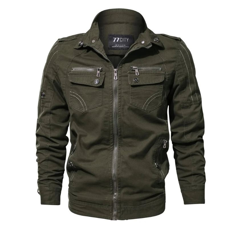 Vestes Décontractées Surdimensionnées Pour Hommes Manteau Masculin Printemps-automne De Bombardier Militaires Manteaux Vêtements D'extérieur - Noir