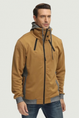 Vestes D'hiver Décontractées Pour Hommes Manteau À Double Fermeture Éclair Streetwear Polaire À Col Roulé Manteaux Coupe-vent Parkas Vêtements