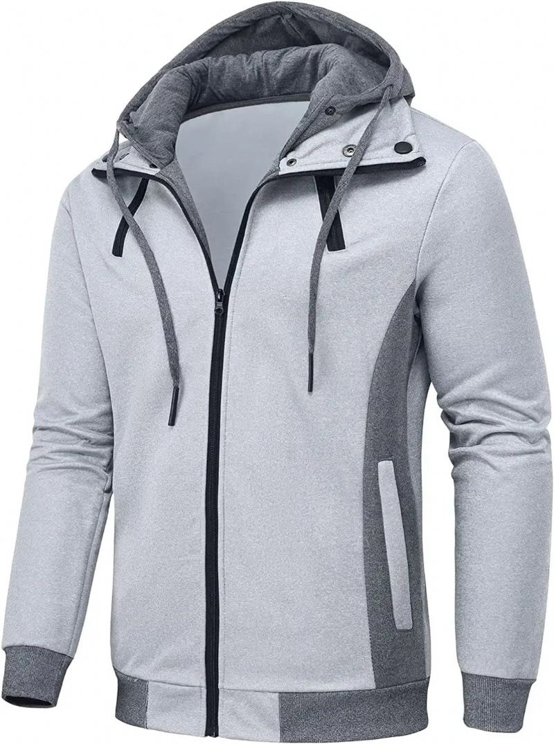 Vestes D'hiver Décontractées Pour Hommes Manteau À Double Fermeture Éclair Streetwear Polaire À Col Roulé Manteaux Coupe-vent Parkas Vêtements - Noir-Two Zipper