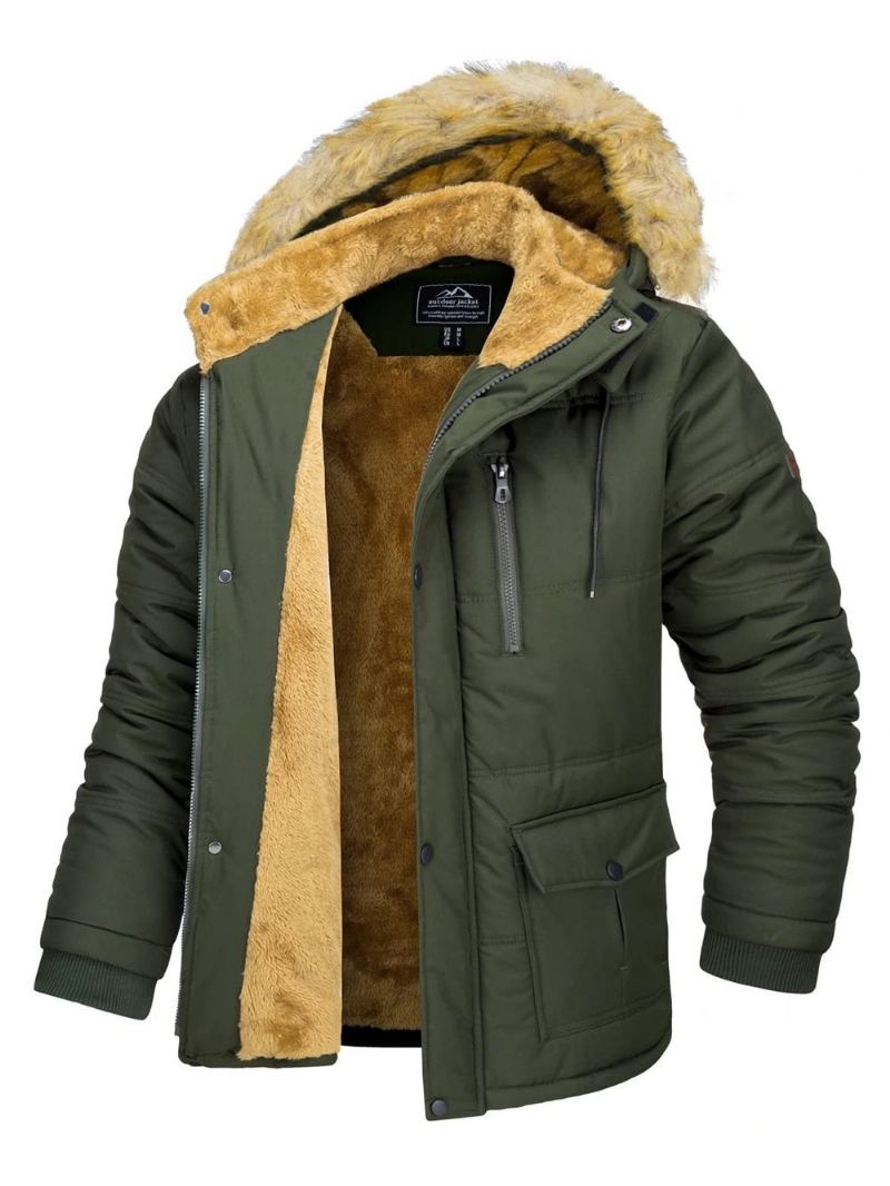 Vestes D'hiver À Doublure Polaire Pour Hommes Manteaux À Capuche Amovible Parka De Randonnée Coupe-vent Décontracté Vêtements D'extérieur