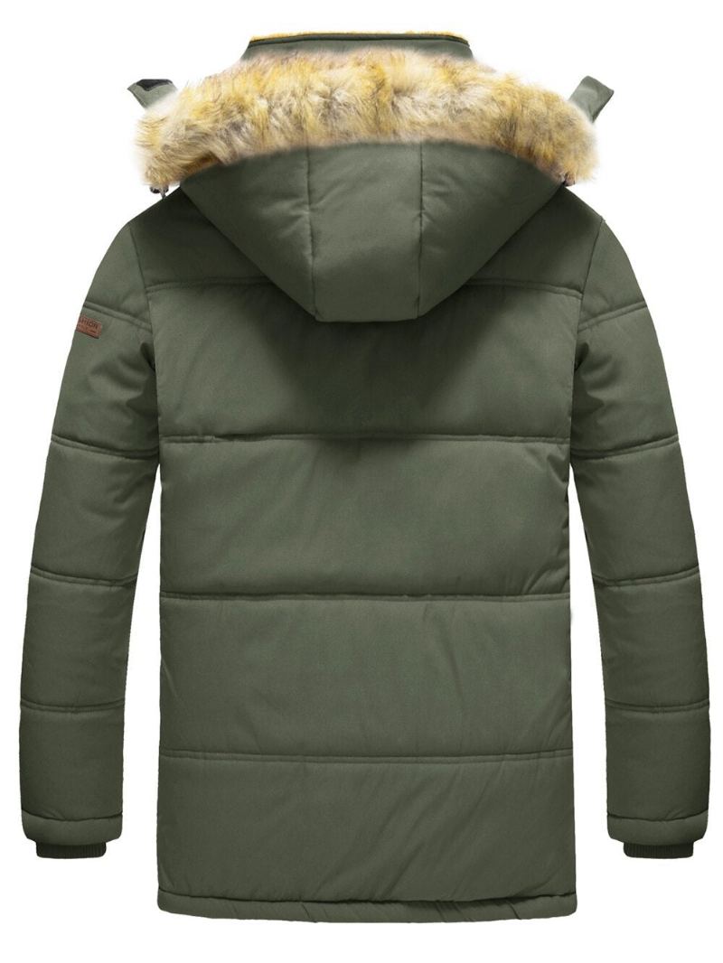 Vestes D'hiver À Doublure Polaire Pour Hommes Manteaux À Capuche Amovible Parka De Randonnée Coupe-vent Décontracté Vêtements D'extérieur - Noir