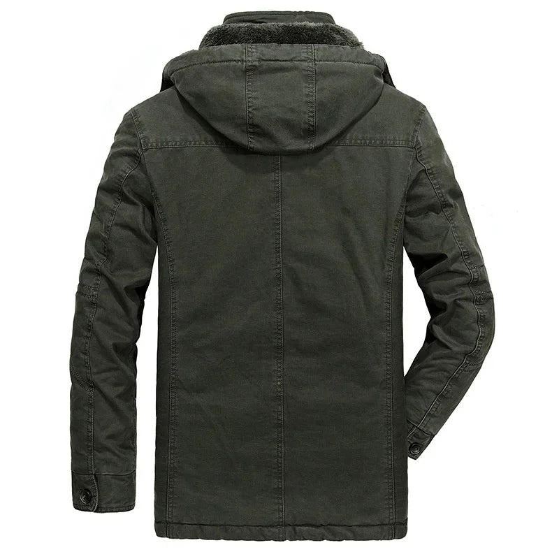 Vestes D'hiver Mi-longues Pour Hommes Style Veste Coupe-vent Rembourrée En Coton Tendance Manteaux Chauffants En - Vert Armée