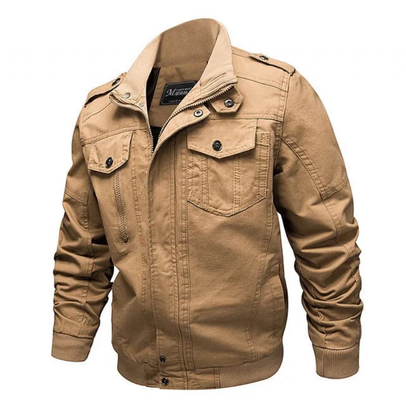 Vestes Pour Hommes Style Militaire Armée Vêtements Bomber Jean Streetwear Coton - Kaki