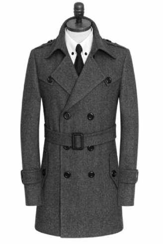 Vestes En Laine Pour Hommes Trench-coat Élégant À Double Bouton Coupe-vent En Mélange De Respirant