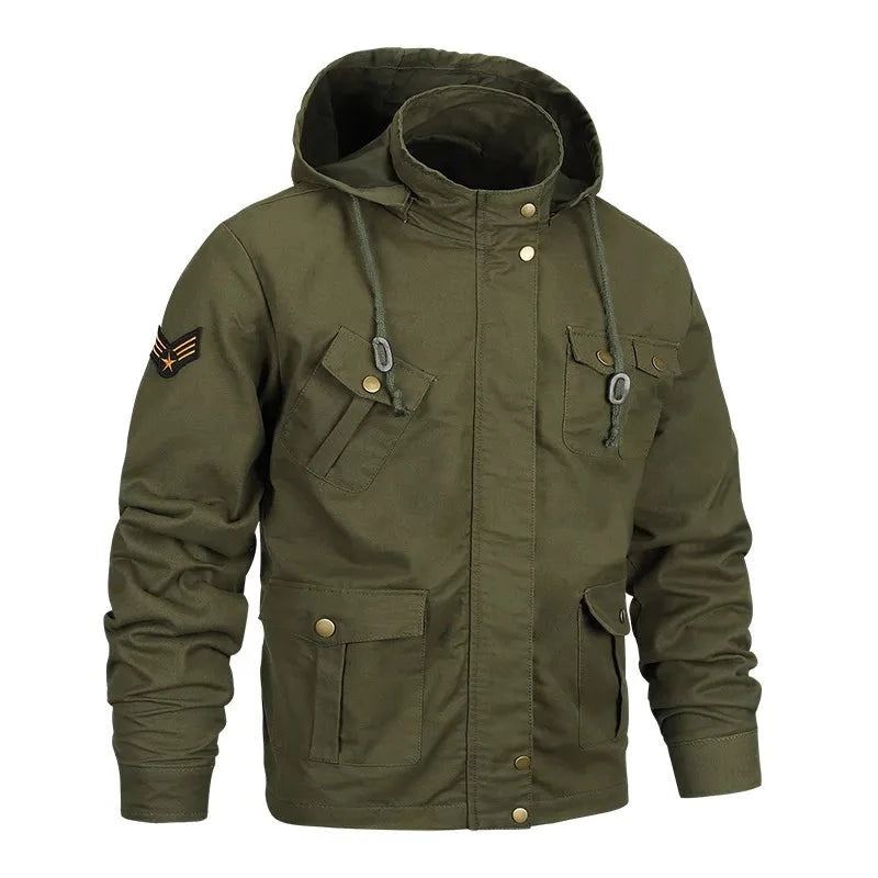 Vestes Militaires Pour Hommes Manteau Coupe-vent À Capuche Veste Décontractée Vêtements D'extérieur - Noir