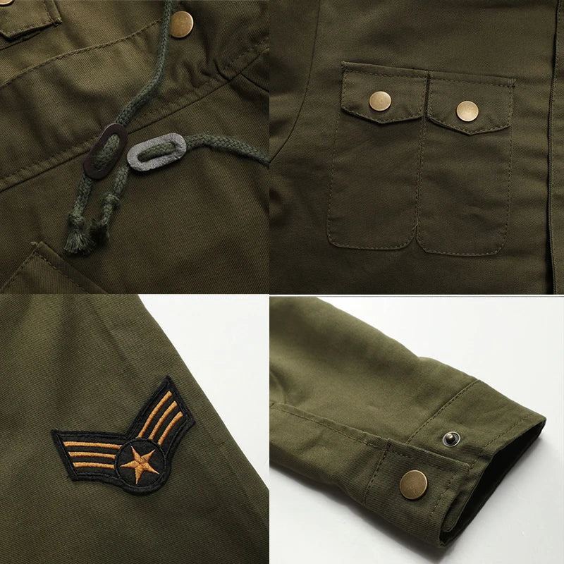 Vestes Militaires Pour Hommes Manteau Coupe-vent À Capuche Veste Décontractée Vêtements D'extérieur - Noir