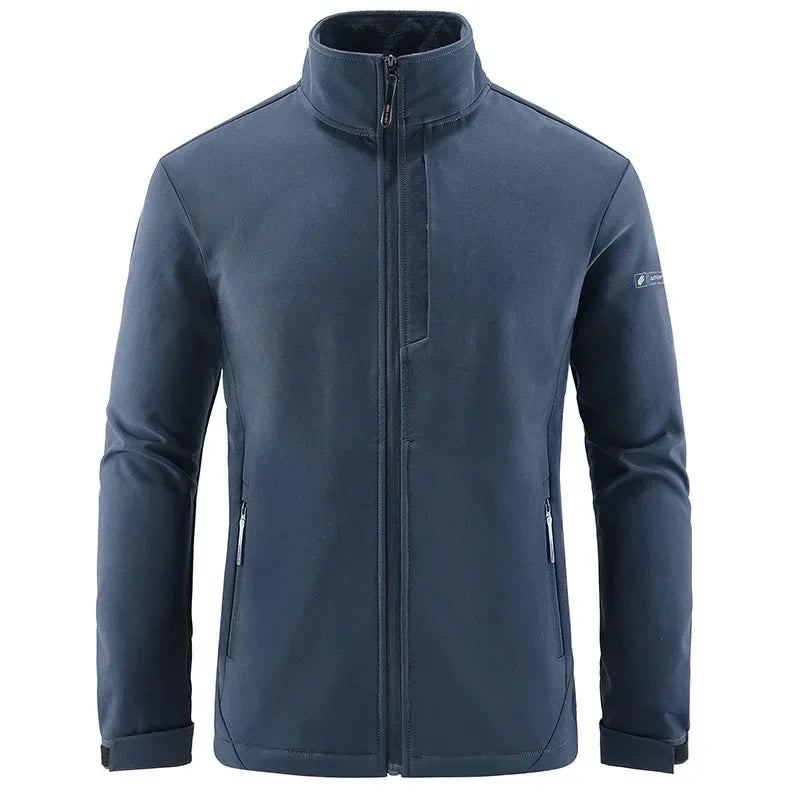 Vestes Tactiques À Coque Souple Pour Hommes Automne Et Hiver Doublées En Polaire Fermeture Éclair Complète Multi-poches Coupe-vent Chaudes Randonnée Ski Safari Manteaux - Marine