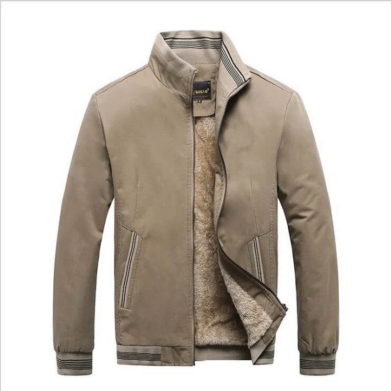 Vêtements Pour Hommes Polaire Épais Chaud Décontracté Coupe-vent Veste Baseball Manteaux Hiver Bomber Parkas - Beige