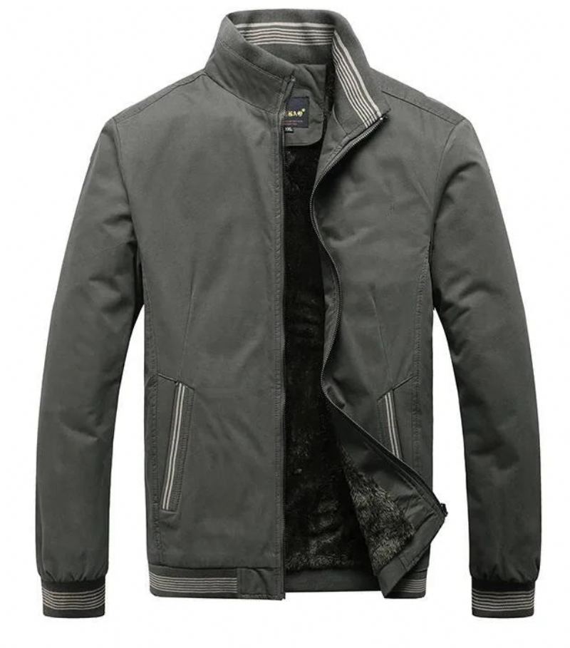 Vêtements Pour Hommes Polaire Épais Chaud Décontracté Coupe-vent Veste Baseball Manteaux Hiver Bomber Parkas - Beige