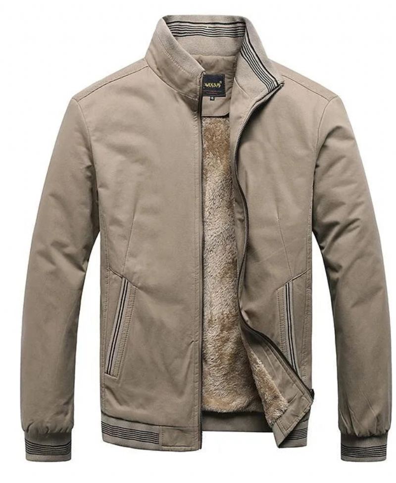 Vêtements Pour Hommes Polaire Épais Chaud Décontracté Coupe-vent Veste Baseball Manteaux Hiver Bomber Parkas - Beige