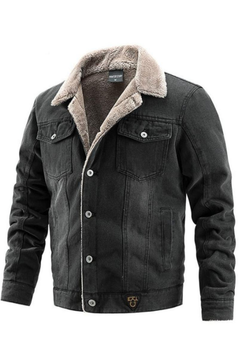 Winer – Veste En Jean Pour Hommes En Polaire Chaude Coupe-vent Manteaux De Cowboy Vêtements Tendance