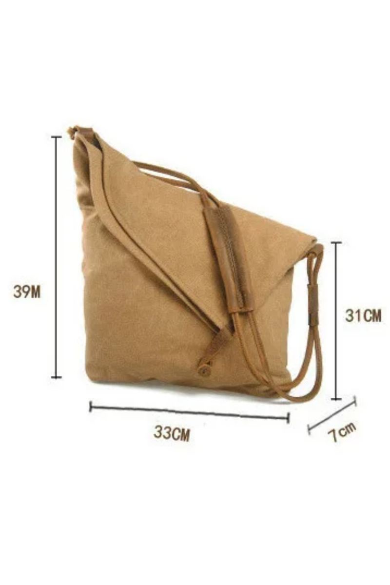 Sac À Bandoulière En Toile Et Cuir Pour Femmes Sac À Message De Grande Capacité Souple Et Pliable - Café