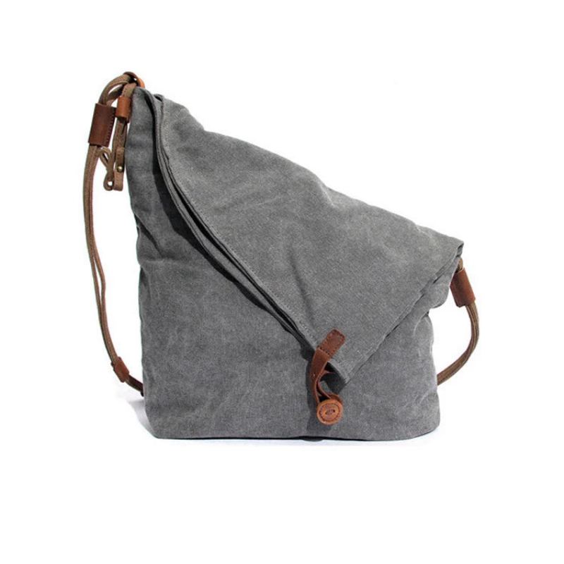 Sac À Bandoulière En Toile Et Cuir Pour Femmes Sac À Message De Grande Capacité Souple Et Pliable - Café