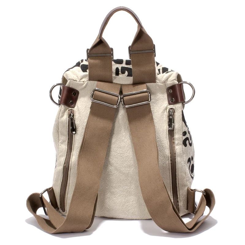 Sac À Dos En Toile Décontracté Sac À Dos Simple Pour Étudiant Sac De Voyage Sauvage - Beige