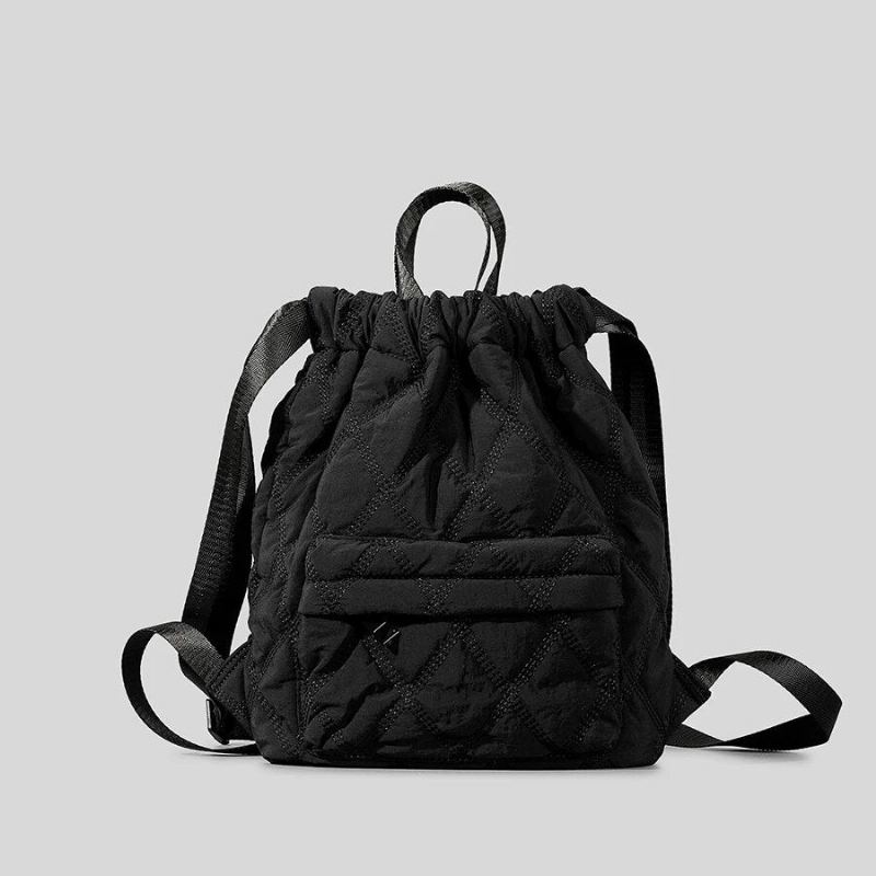 Sacs À Dos Pour Femmes D'école Rembourrés En Nylon Filles Sac Bouffant Décontracté De Voyage De Grande Capacité - Noir