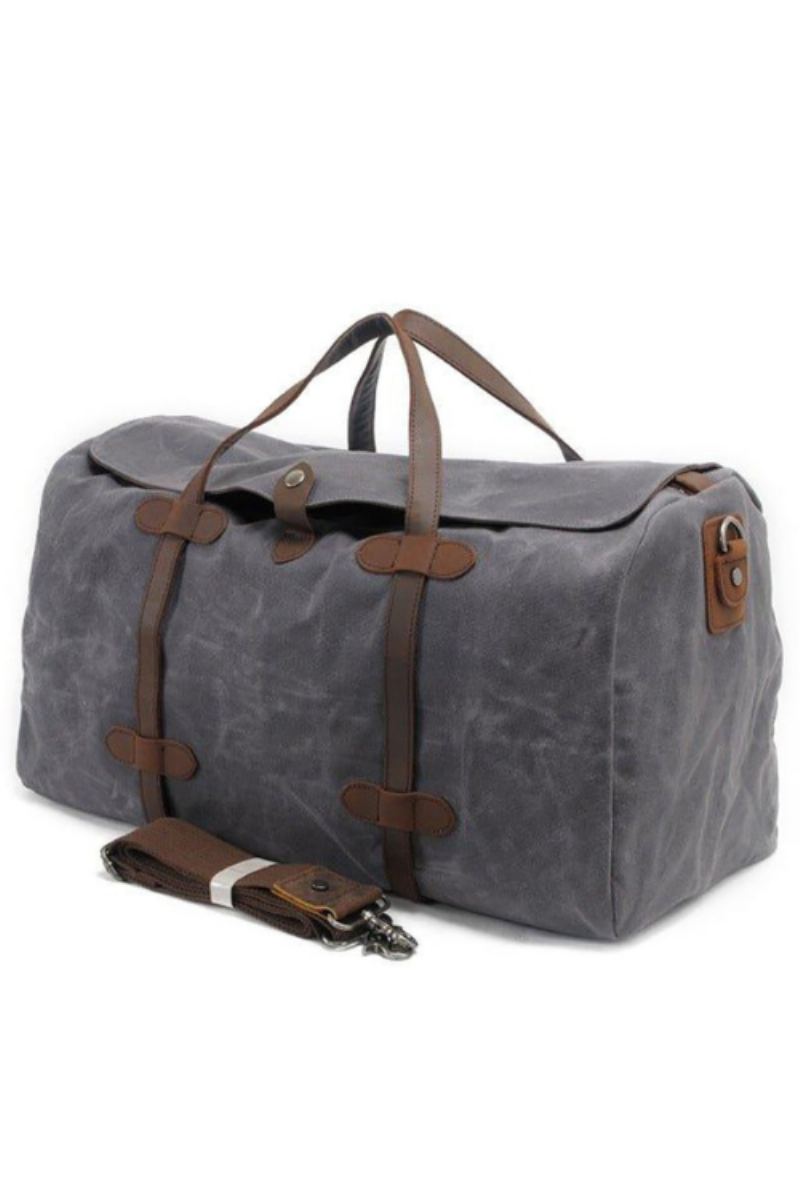 Sac À Bagages En Toile Cirée Imperméable Sac À Bandoulière De Grande Capacité Sac De Voyage Pour Week-end Hommes Fourre-tout De D'affaires - Kaki