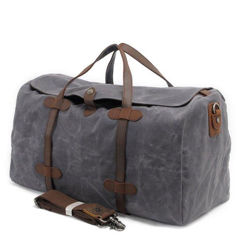 Sac À Bagages En Toile Cirée Imperméable Sac À Bandoulière De Grande Capacité Sac De Voyage Pour Week-end Hommes Fourre-tout De D'affaires - Kaki