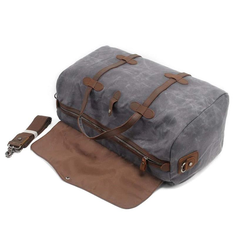 Sac À Bagages En Toile Cirée Imperméable Sac À Bandoulière De Grande Capacité Sac De Voyage Pour Week-end Hommes Fourre-tout De D'affaires - Kaki