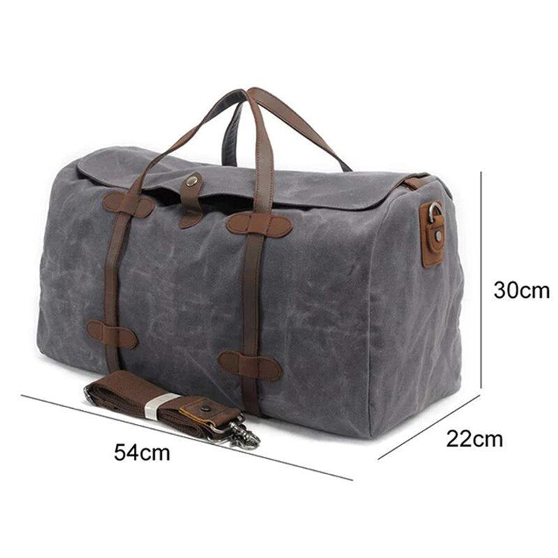 Sac À Bagages En Toile Cirée Imperméable Sac À Bandoulière De Grande Capacité Sac De Voyage Pour Week-end Hommes Fourre-tout De D'affaires - Kaki