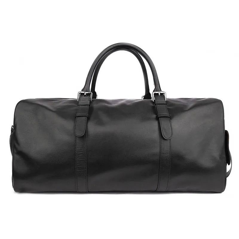 Sac De Voyage En Cuir Véritable Souple Pour Hommes Et Femmes Polochon De Avec Poche À Chaussures Sac À Bagages De Grande Capacité - Modèle 1 (51 Cm) 