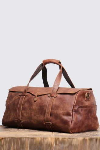 Sac De Voyage Portable En Cuir Rétro Pour Hommes Sac À Bandoulière Asymétrique Sac De Bagage