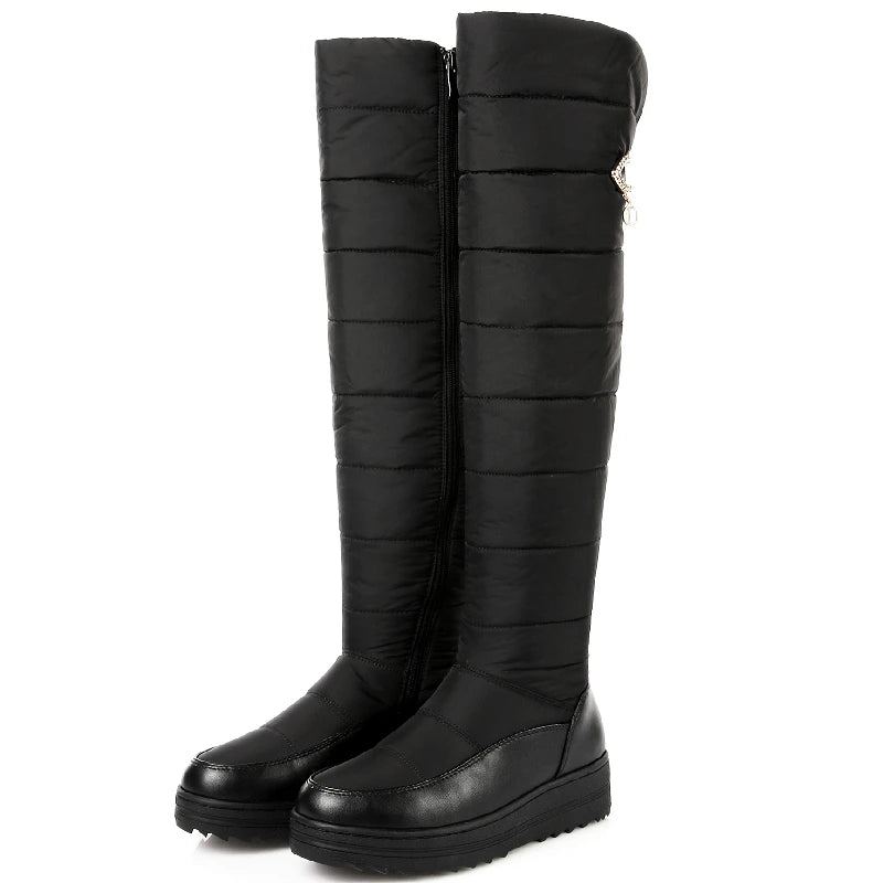 Bottes Chaudes En Peluche Pour Femmes Chaussures D'hiver À Plateforme - Noir